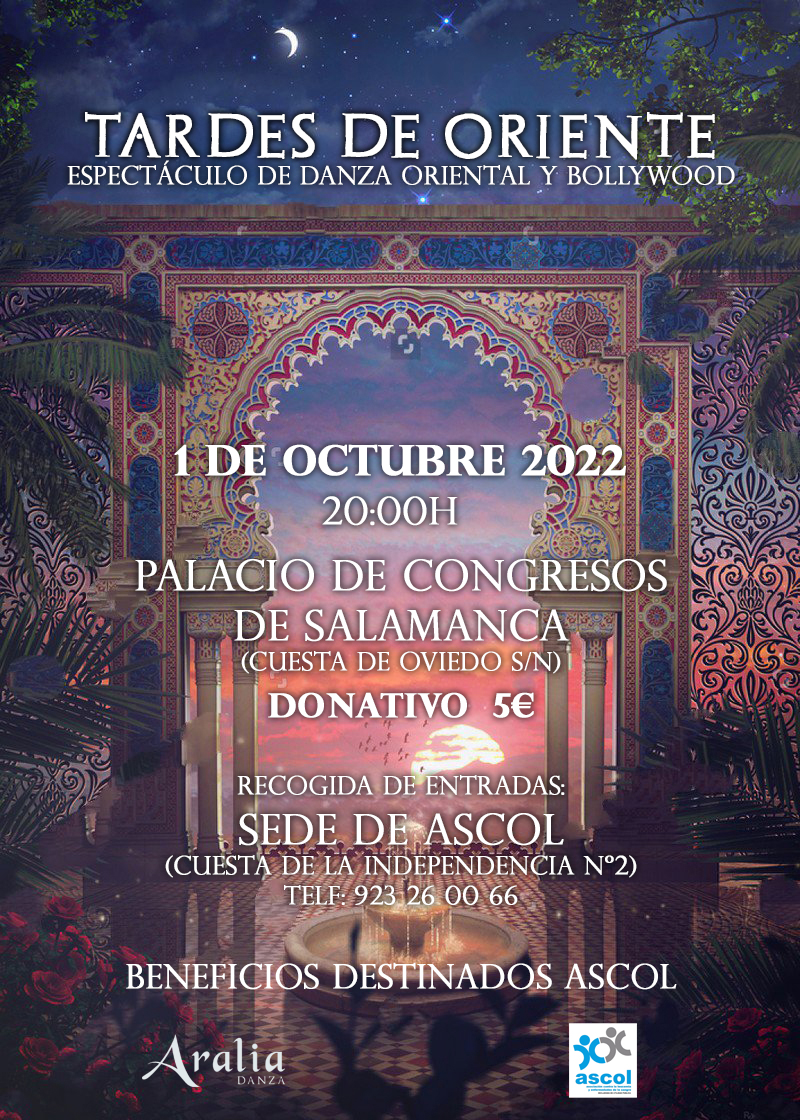 Tardes de Oriente Espectáculo de Danza Oriental y Bollywood Octubre 2022 Palacio de Congresos de Salamanca
