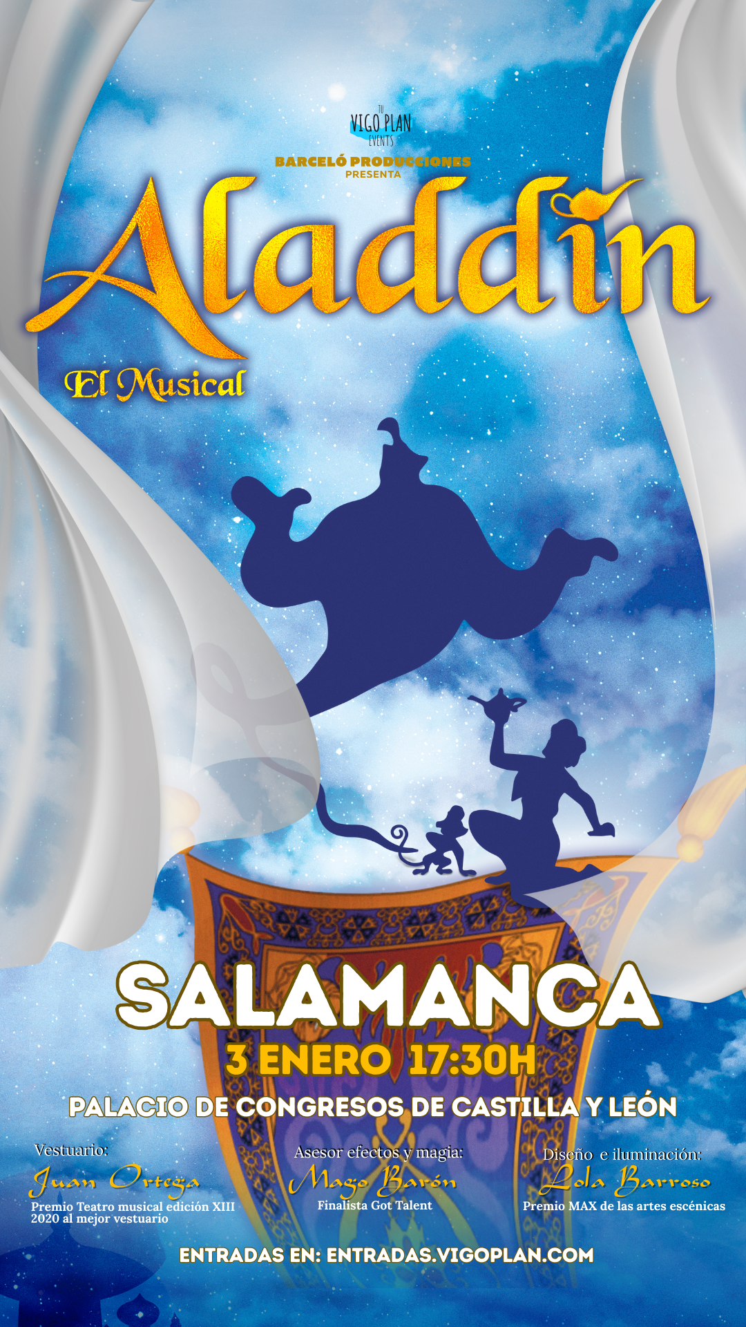 Espectáculo Aladdín musical familiar en Salamanca 2026